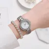 Armbandsurklockor Set modeshineston titta på kvinnor lyxiga kristall rosguld kvarts damer armbandsur kvinnlig klocka
