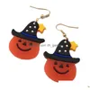 Charm Halloween Nuovo stile Cartone animato Fantasma bianco Orecchini Goccia di zucca Divertente Acrilico adorabile Ciondola per le donne Ragazza Consegna Gioiello Dhgarden Dhbv7