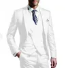 Blanc hommes costumes de mariage marié porter pic revers mariage marié smokings costume de fête d'affaires 3 pièces (veste + gilet + pantalon) Costume Homme