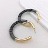 Hoop Earrings Bohemian Simple Splicing Color For Women Gold Plated Snake Pattern Weaving Creative Circle Earring