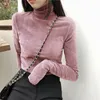 Womens TShirt Women T Shirt Warm Velvet Pullovers Tops Winter Turtleneck Long Sleeve Tshirt High Collar Bottoming Slim 231113