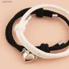 Beaded Fashion Heart -shaped Magnetic Flocking Handicon Magnetic Small Personality Couple Magnetic Fastening Bracelet Female 2PCS/setL231114