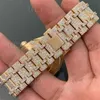 Top Clone Ap Diamond Diamonds Watch Pass Test Mouvement à quartz vvs Iced Out Sapphire Watch Mosonite Diamond Factory Deux tons naturels Top Marque Custom Dign Steel Stu