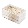 Jewelry Pouches 3 Drawer Acrylic Storage Bag Graduation Ceremony Birthday Gift Ladies Box Display