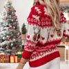 Women's Sweater Christmas Jacquard Casual Loose Cute Ugly Cozy Jumper Cartoon Knit Xmas Pullover Knitwear 231113