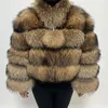 Women's Down Parkas MAOMAOKONG Natural Real Fox Women Winter Long Sleeve Raccoon Fur Jackets Thick Top Female Furry Coat Vest 231113