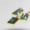 Pendant Necklaces Raw Green Chrysoprase Stone Jewelry For Women Cute DIY Accessories Korean Fashion Gold Plated Vintage Rectangle 5pc