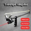 Jakt slingshots High Precision Straight Rod Tescopic Slingshot High Power Flat Rubber Band Stains Steel Catapult Outdoor Hunting Shooting Q231114