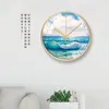 Wall Clocks Large Metal Gold Clock Modern Silent Home Decor Creative Blue Seaside Kitchen Duvar Saati Gift