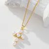 Mode Trend Ny produkt Pearl Cross Halsband äkta guldelektroplätering Ljus temperament nisch design sense smycken