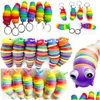 Juldekorationer Party Favor Reliever Toys Fidget Children ADT Slug Puzzle Peristalsis Funny Caterpillar Anti Squishy Keychain Dhuyk