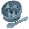 Tasses Vaisselle Ustensiles Bébé Alimentation Couverts Ensemble Assiette Et Cuillères En Bas Âge En Silicone Ventouse Bol Enfants LeakProof Bol De Nourriture Avec Mini Fourchette Cuillère AA230413