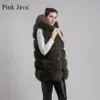 Damenfell Faux Pink Java 8062 Damenmäntel Winter Echtpelzmantel natürliche Weste Kapuze Gilet Luxusjacke 231114