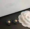 High End Designer Brand Double Letter Earrings Women Girl Geometry Black Flower Earring Eardrop Simple Top Quality Wedding Valentine Day Jewelry Accessories