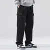 Męskie spodnie taktyczne workowate proste ładunek męski streetwear Hip Hop swobodny czarny bawełniany luźne sprężyste spodnie talii