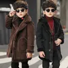 Coat Kids Boys Woolen Jacket Coats Quality Autumn Winter Plus Velvet Thicken Children Boy Outerwear 2 Colors For 3 4 6 8 10 12 14Y 231114