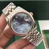 Luxury Watch Classic rostfritt stål 31mm Sapphire Watch Women Lady Automatisk mekanisk diamantsilver Rose Gold Blue Shell Dial