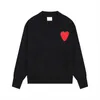 Amis Cardigan Amisweater Pull Fashion Mens 디자이너 Amishirts Knitted Sweater 자수 Heart inficel folor love v Long Sleeve Knit Jumper France