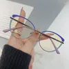 Okulary przeciwsłoneczne moda 2024 Retro Lady Cat Eye Frame Flat Light Eyeware Design Anty Blue Girl