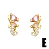 Stud Earrings FLOLA Small Red Crab For Women Girls Cute Copper Zircon Seahorse Ear Studs Animal Jewelry Gifts Ersz72