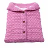 Pyjamas Autumn Winter Baby Boy Girl Sleeping Bag Knapp Sticked Kid Sleepsack Footmuff Woolen Plush Born Knit Wool Swaddling Filt 231114