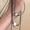 Pendant Necklaces Y2K Style Pentagram Necklace For Women Sweet Irregular Star Black Rope Lace Choker Simple Accessories Fashion Jewelry