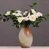 Decorative Flowers Silk Fake Flower Bouquet Wholesale Dining Table Decorations Wedding Arrangement Home Ornaments Decor Artificial Camellia