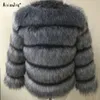 女性の革のフェイクレザーaixiaojing冬の毛皮のコートフォックスファーコートファッション女性