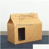 Present Wrap Tea Packaging Cardboard Kraft Paper Bag Clear Window Box för Cake Cookie Food Storage Standing Up Packing LX2705 Drop Deli Dhciy