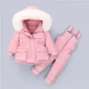 Down Coat Children Clothing Set Winter Girls Duck Jacket Baby Snowsuit 2st Ytterkläder Varma mjuka barn Jumpsuit 1-5Y