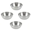 Plates 4PCS Stainless Steel Sauce Dishes Round Sushi Dipping Bowls Seasoning Dish Saucer Kitchen