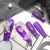 False Nails Handmade Glitter Purple False Nails Tips With Angel Design Press On Nails Y2K Long Coffin Acrylic Fake Nail With Glue Manicure Q231114