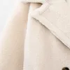 Wolmix voor dames PB ZA Herfstkleding Europese en Amerikaanse stijl Halflange verdikte geborstelde jas met dubbele rij knopen Windscherm 231114