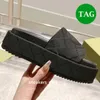 Designer Mid-Heel womens Sandals Jumbo Interlocking Platform Slide black beige green ebony cream mens beach fashion summer slippers outdoor women flats size 35-44