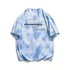 Men's T Shirts Summer Oversize Cotton T-Shirt Men Tie Dye Printed Baggy Tees Fashion Korean Street Short Sleeved Clothing Tops Male Plus