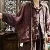 Trenchs de femmes QPFJQD Femme Linge Casual Épissage Rétro Coton Vêtements Col V Manches Longues Lâche Style Chinois Automne Hiver