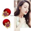 Stud New Elegant Snowflake Earrings Red Ball Flower For Women 925 Sterling Sier Ear Pin 3 Colors Drop Delivery Jewelry Dhgarden Dhzdr