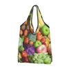 Shoppingväskor frukt och grönsaker kvinnors avslappnade axelväska stor kapacitet på att bärbara förvaring vikbara handväskor