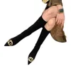 Boots High Heeled Boots Korean Version Sexy High Tube Thin Stockings 7cm Leg Wrap Suede Pointed Metal Elastic