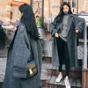 Womens Wool Blends Women Coat Plaid Tweed Warm Long Jackets Female Overcoat Korean Fashion Outerwear Trench Clothes Autumn Winter 231114