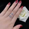 Cluster Rings Pretty 1Ct Round Cut Diamond Ring Engagement Women Jewelry Solid Platinum 950 R080