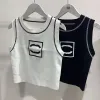 Anagram-utbredd kvinnor tankar camis bomullsblandning tank toppar två c bokstäver designer kjolar yogakanal kanalklänning bra väst damer solid vintage t-shirt femme skor 9r