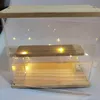 Boîtes de rangement Bacs 2 4 niveaux Riser Présentoir Case Led Light Clear Acrylique Vitrine Étagères en bois Boîte Figure Parfum Affichage 230413