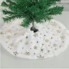 Christmas Decorations 38cm Sequin Snowflakes Tree Skirt Plush Faux Fur Snowy White Carpet Mat Xmas Base Cover Skirts Home Party Decor