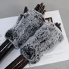 Five Fingers Gloves Arrival Women Knit Fur Mitten Girls 100% Real Genuine Knitted Rex Rabbit Fur Mittens Winter Warm Real Fur Fingerless Gloves 231113