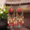 Ohrstecker Bohemian Antik Gold Farbe Lange Wassertropfen Quaste Ohrringe für Frauen Vintage Bunte Geometrische Baumeln Schmuck 230414