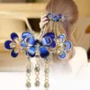 Fashion Crystal Rhinestones Hair Clip Barrettes Butterfly Tassel Hairpins For Women Girls Bridal Ponytail Clips Hair Accessories
