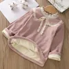 T-shirts filles polaire chemise de fond hiver bébé à manches longues T-shirt enfants demi-col haut chaud épaissi hauts 230414