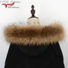 Scarves Real Raccoon Fur Collar Womens Winter New Natural Fur Scarf Men Jackets Luxury Warm Scarves High Quality Detachable Fur Shl YQ231114