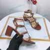 sandale à talons hauts grossière pour femmes luxe en cuir Strappy Cage pantoufle à l'extérieur de l'été homme glissière rivet avec boîte chaussure sexy lady sandale 6.5-9.5cm